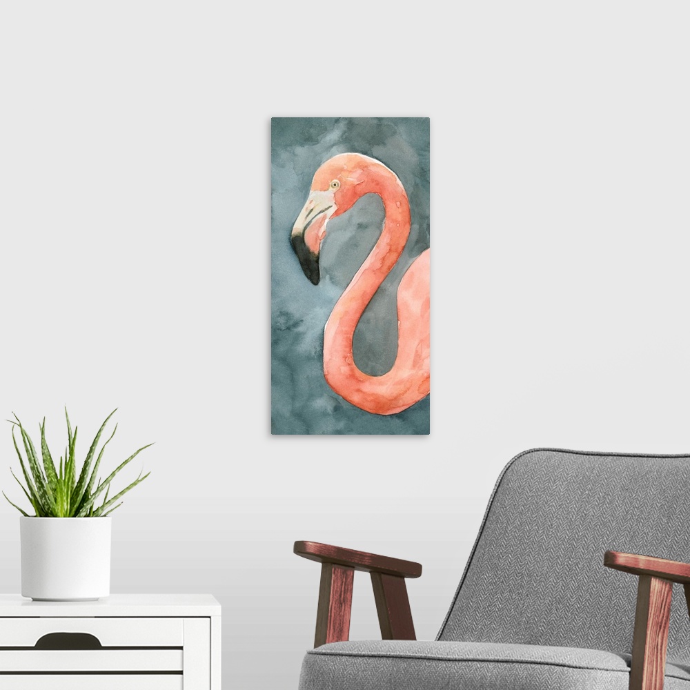 A modern room featuring Flamingo Study II