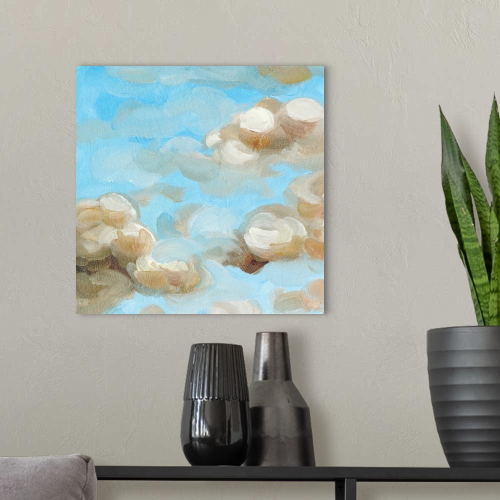 A modern room featuring Floating Clouds I