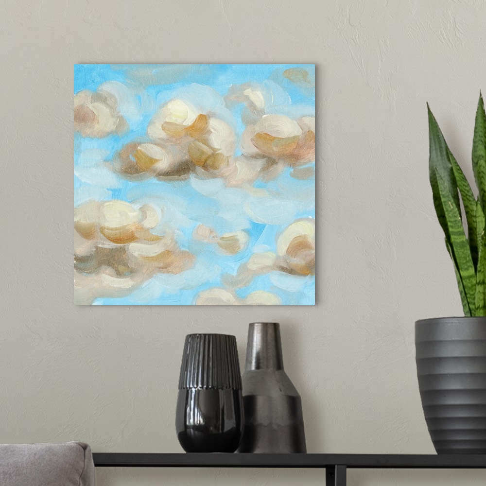 A modern room featuring Floating Clouds II