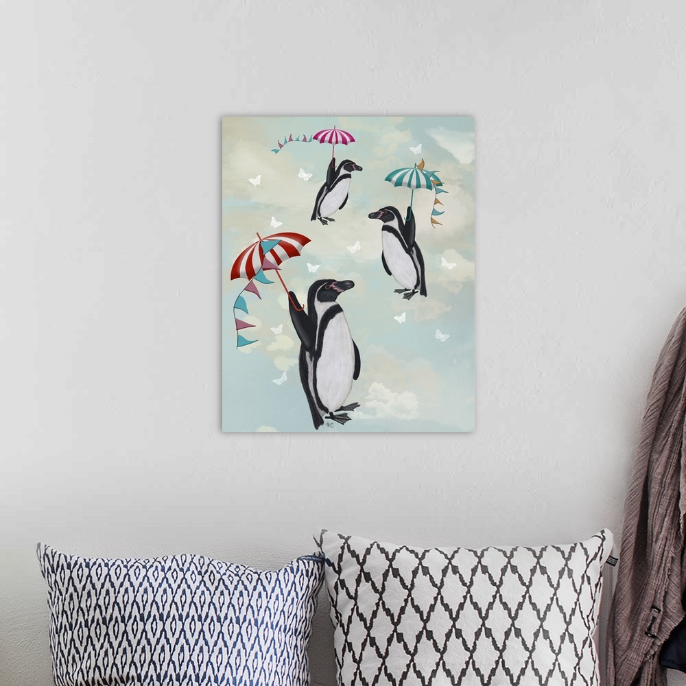 A bohemian room featuring Floating Penguins