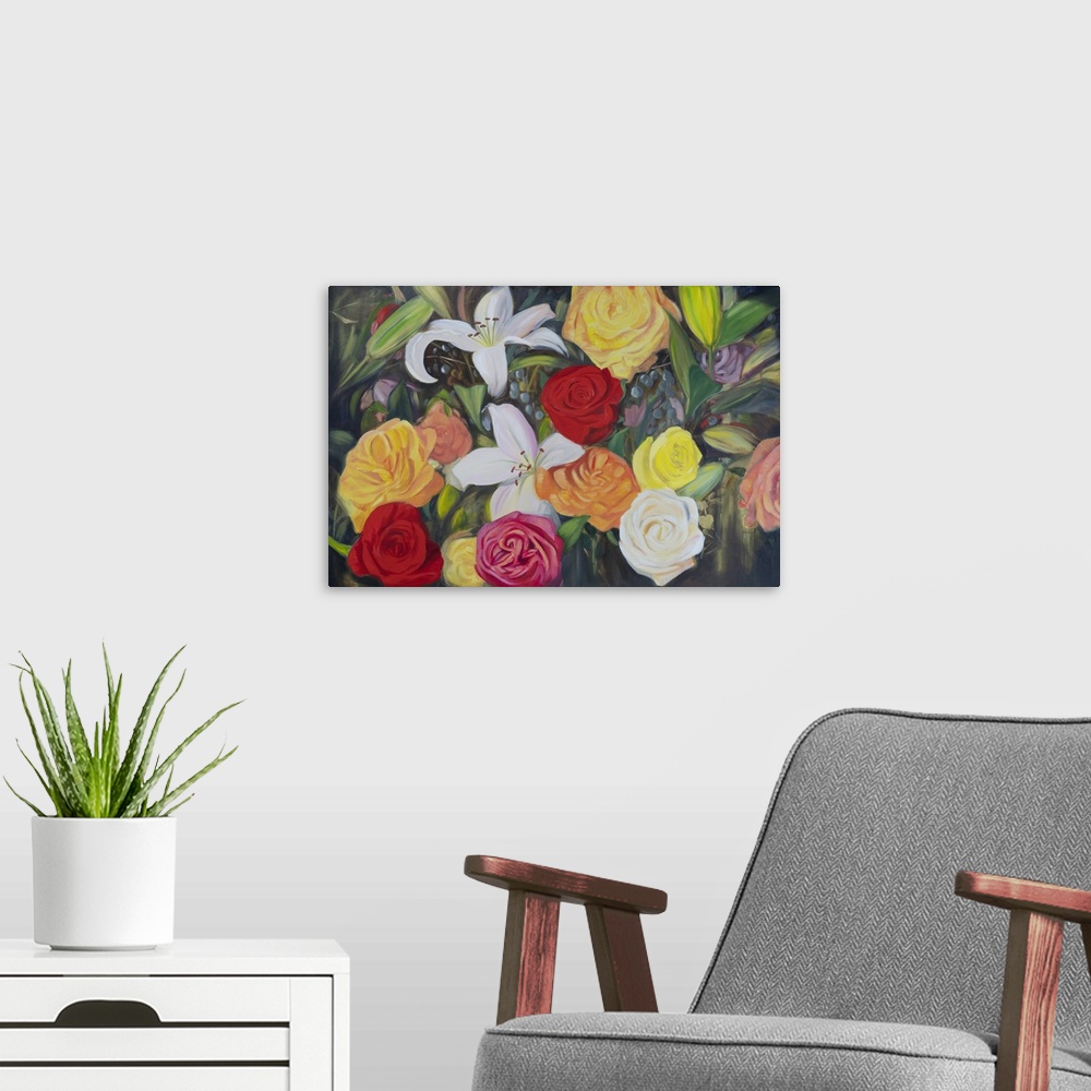 A modern room featuring Floral Abundance II