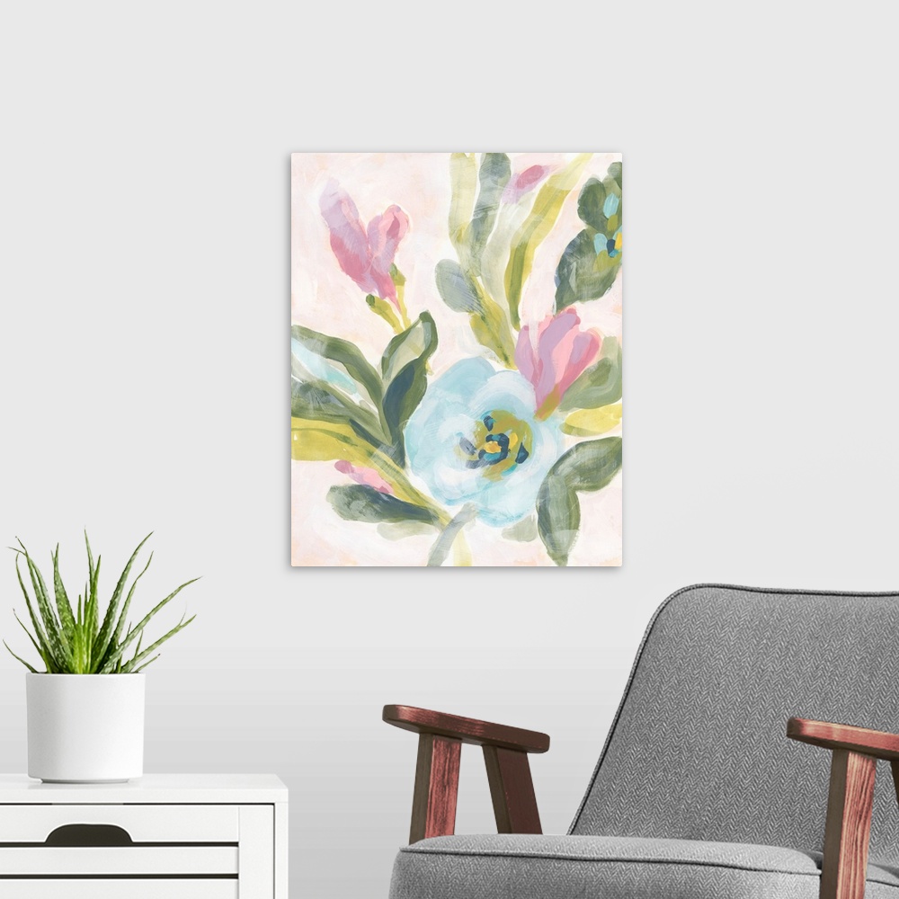 A modern room featuring Floral Breeze Fresco II