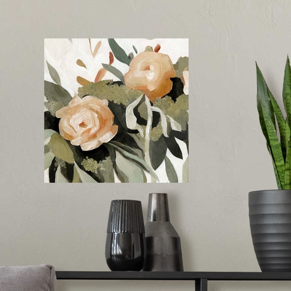 A modern room featuring Floral Disarray II