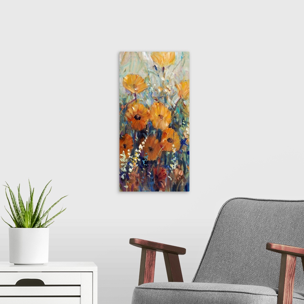 A modern room featuring Floral Expression IV