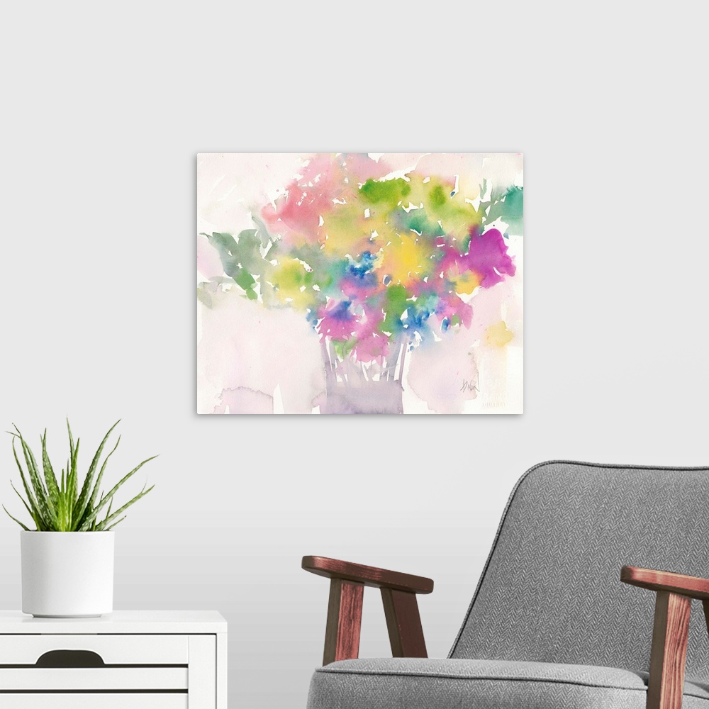 A modern room featuring Floral Moment I