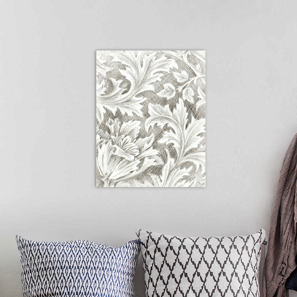 A bohemian room featuring Floral Pattern Sketch II