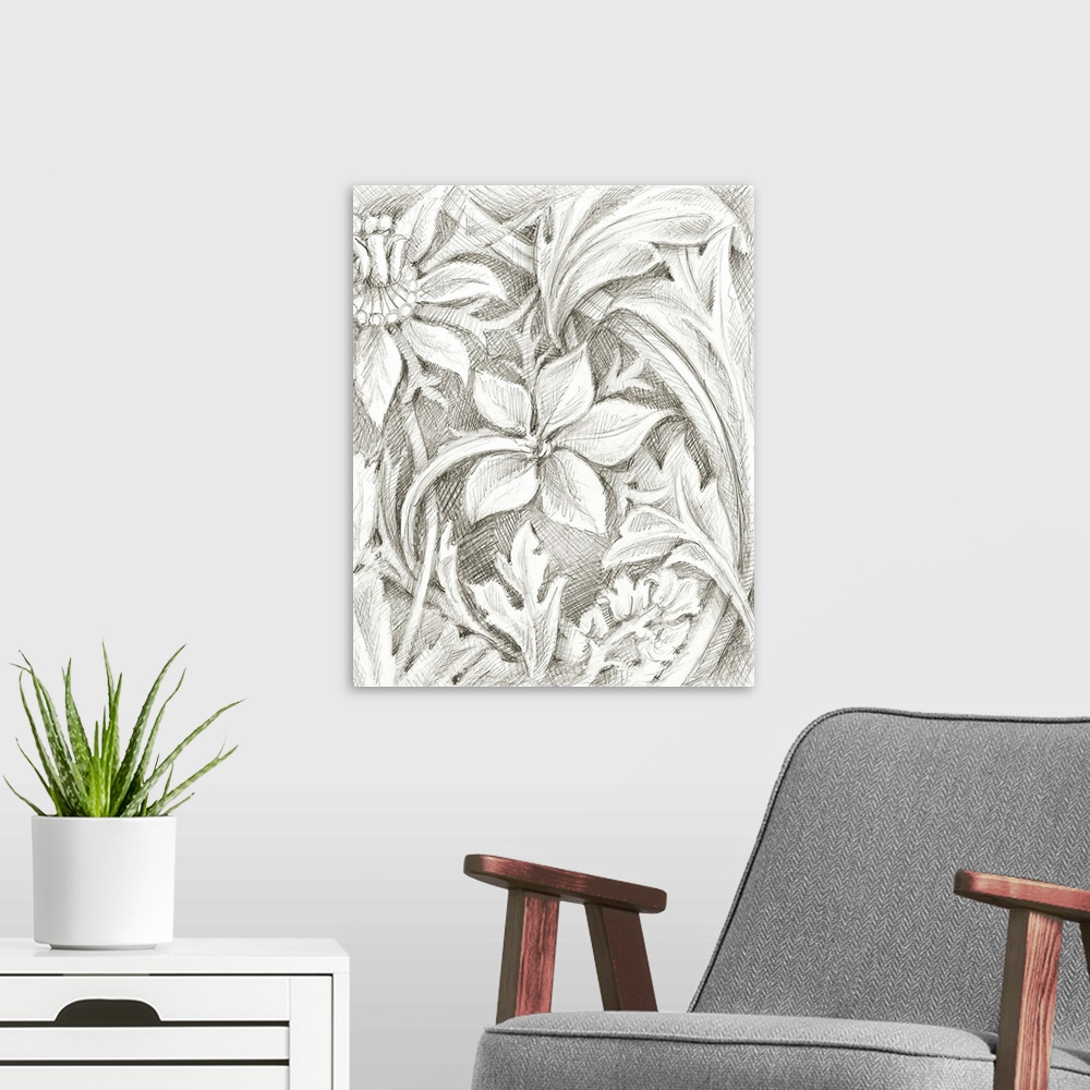 A modern room featuring Floral Pattern Sketch III