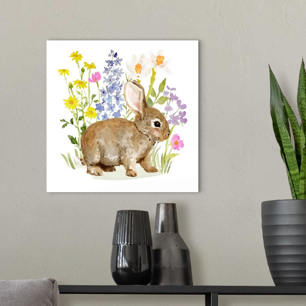 A modern room featuring Flower Patch Bunny II