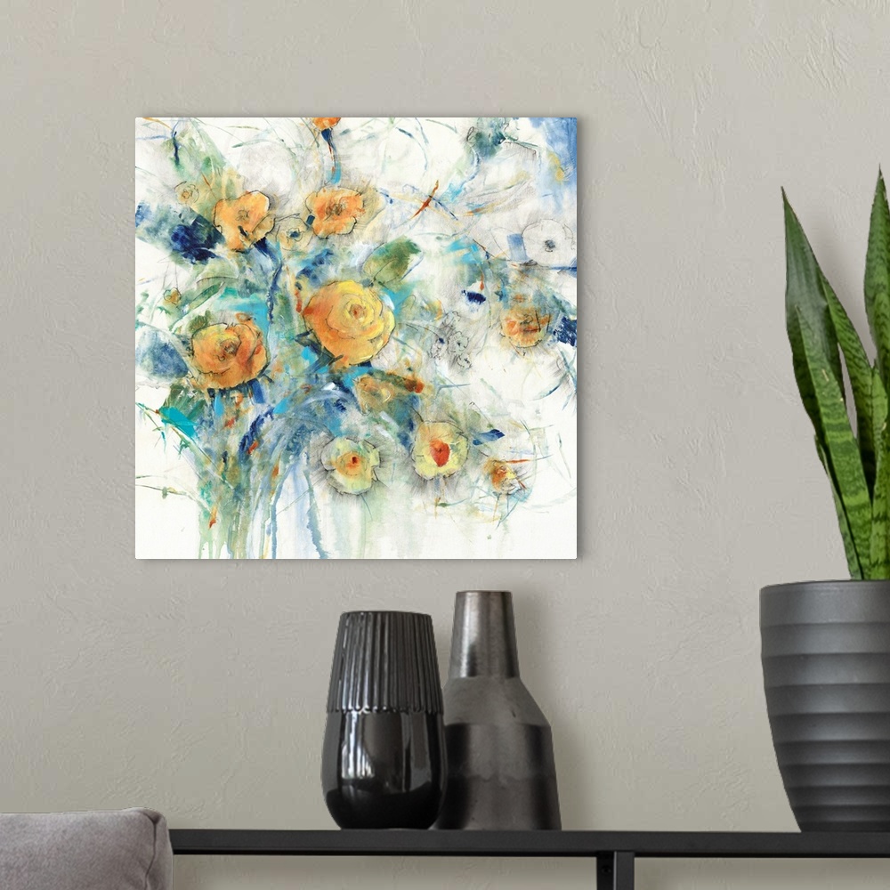 A modern room featuring Flower Study I