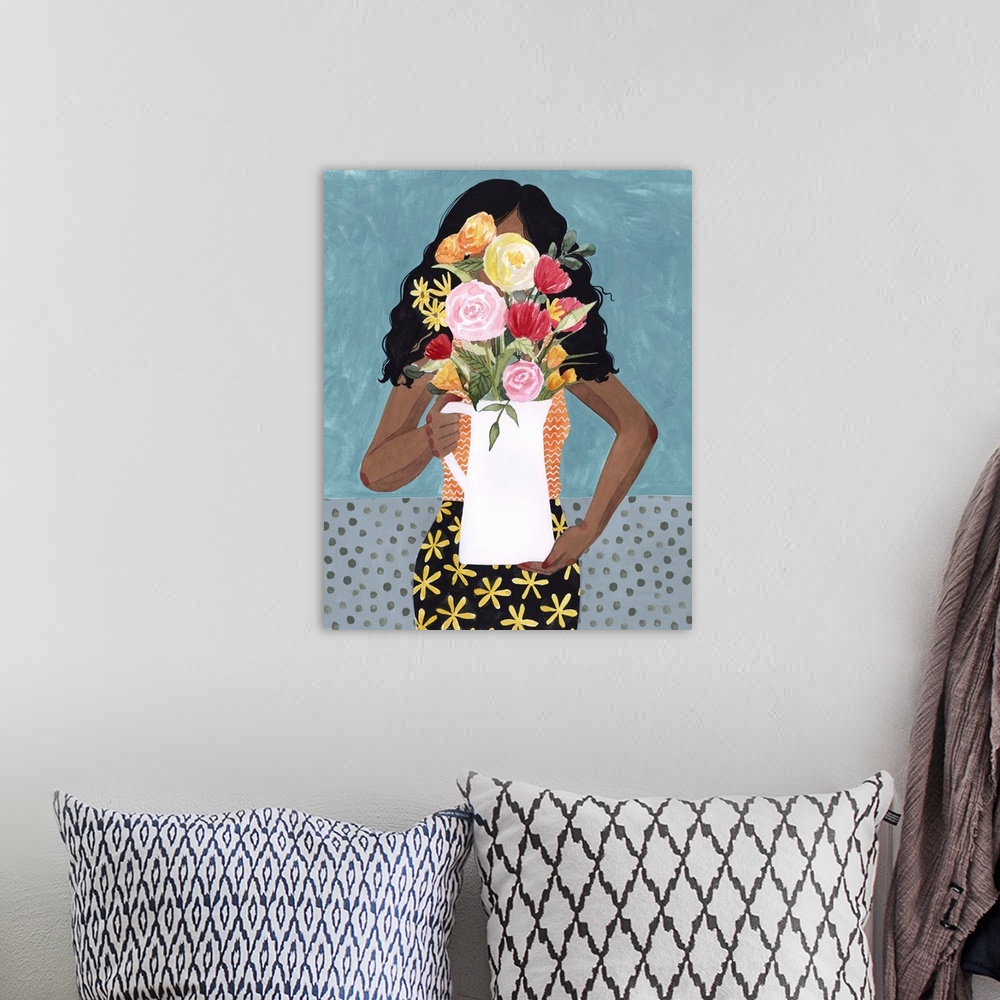 A bohemian room featuring Flower Vase Girl I