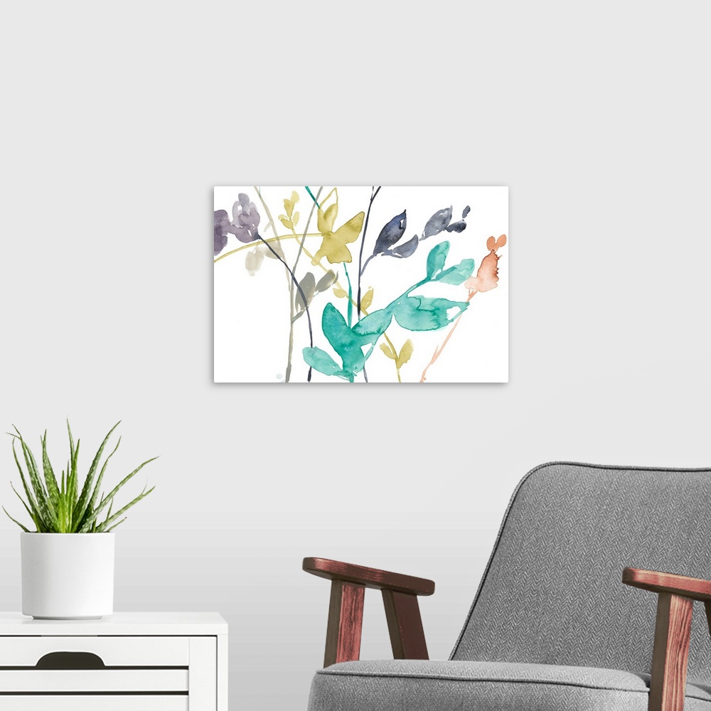 A modern room featuring Flowers in Fall IV