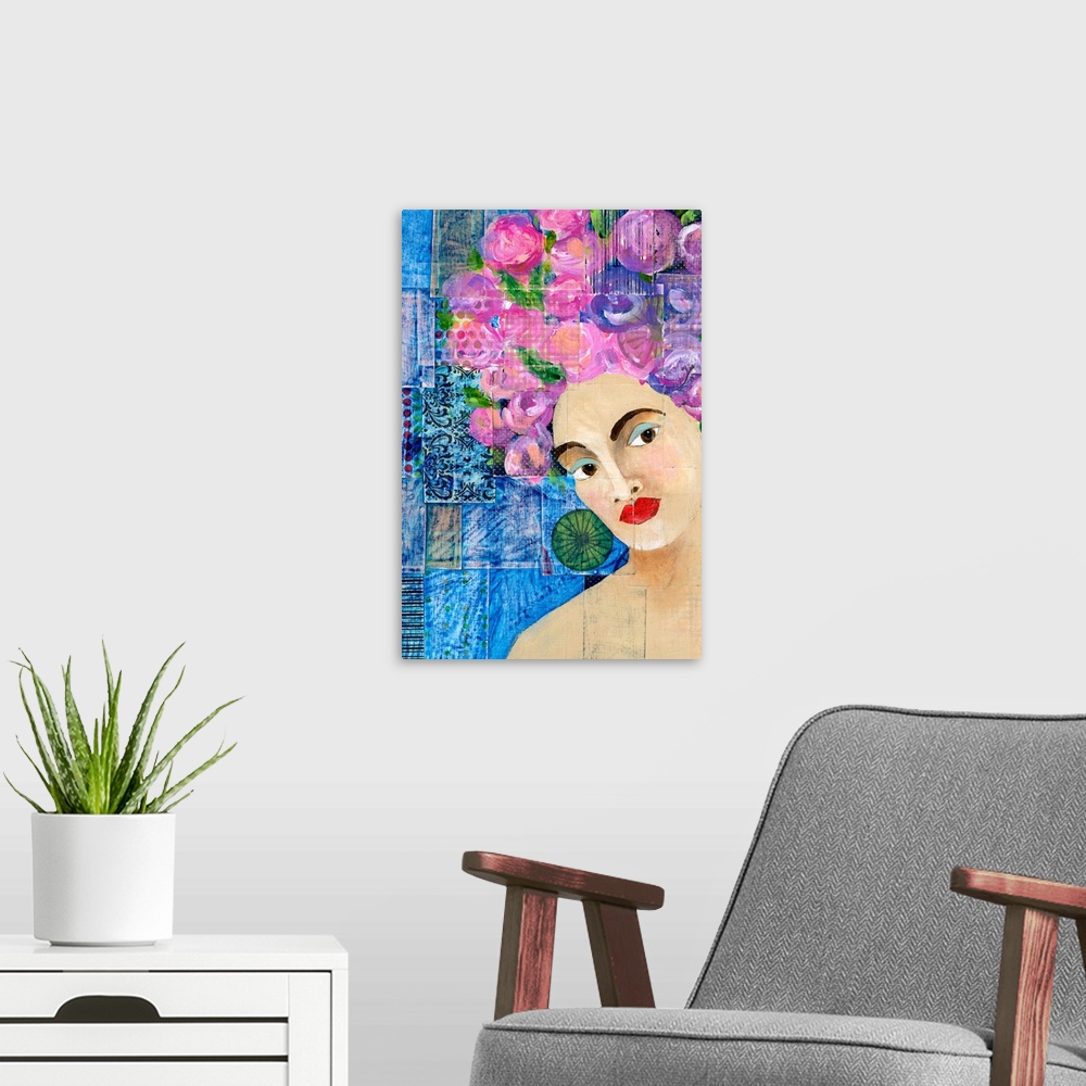 A modern room featuring Flowers in her Hair II