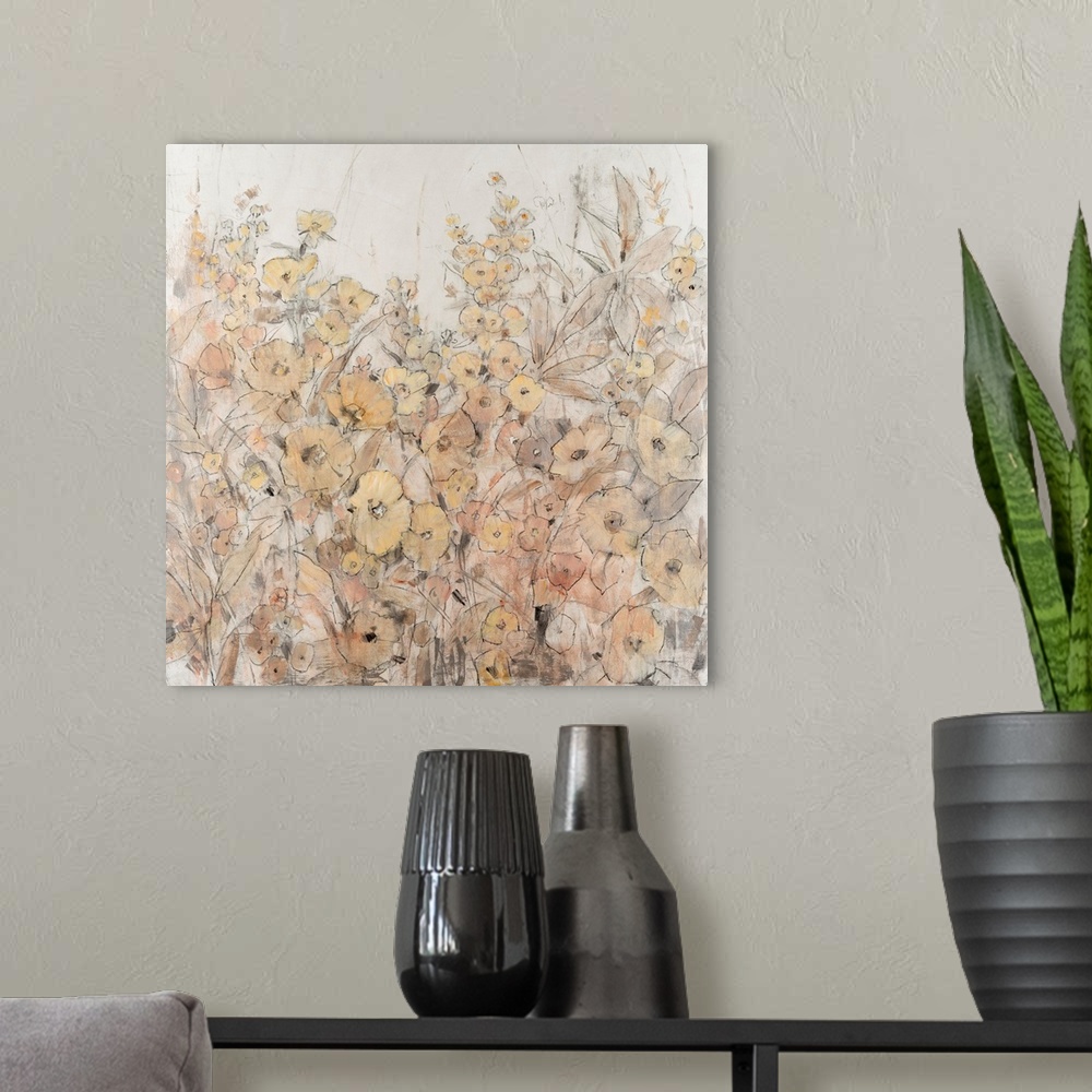 A modern room featuring Flowers In The Wind I