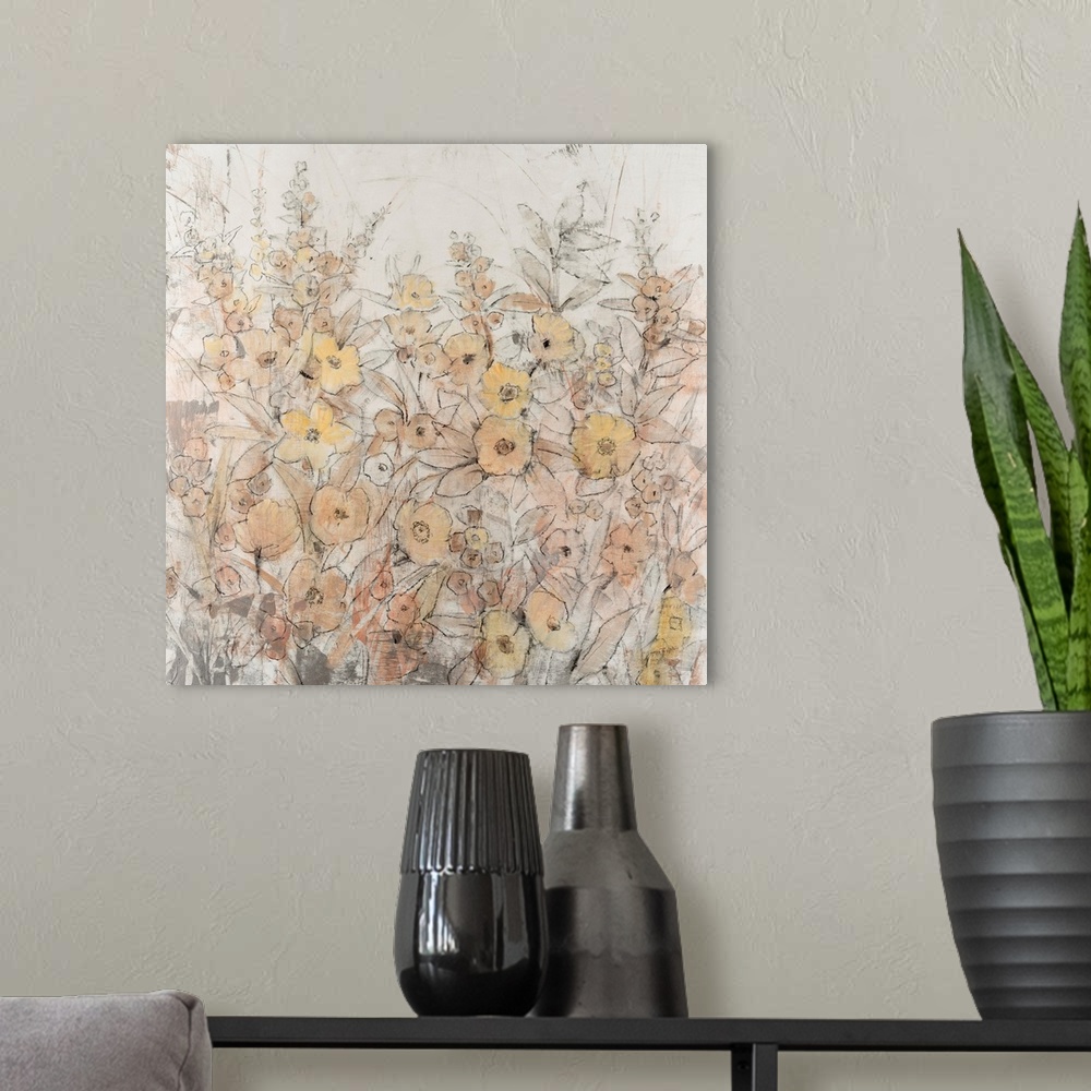 A modern room featuring Flowers In The Wind II