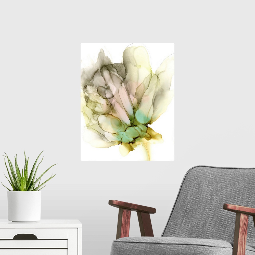 A modern room featuring Flowing Peony I