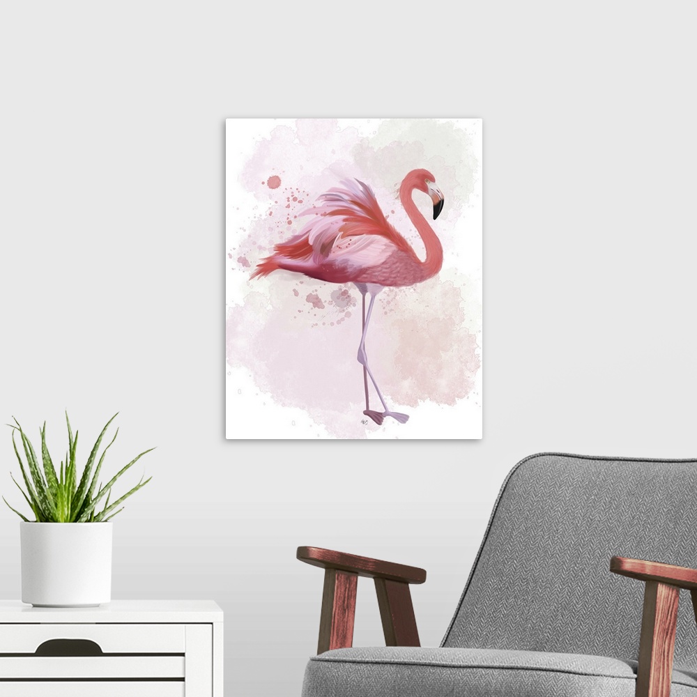 A modern room featuring Fluffy Flamingo 2