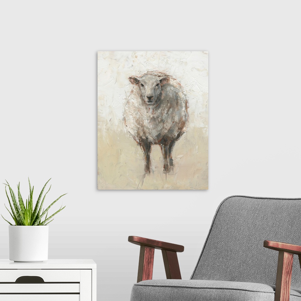 A modern room featuring Fluffy Sheep I