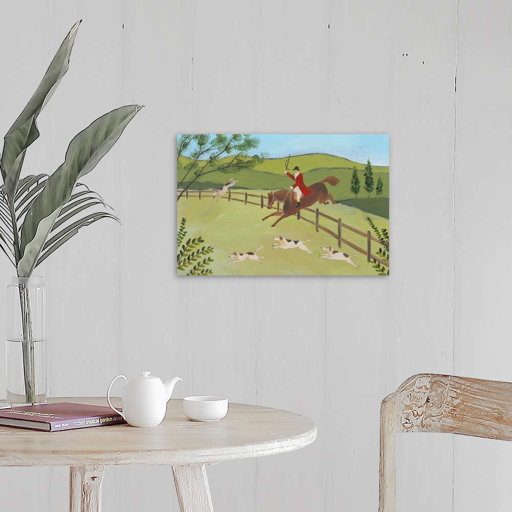 A farmhouse room featuring Folk Art Fox Hunt II