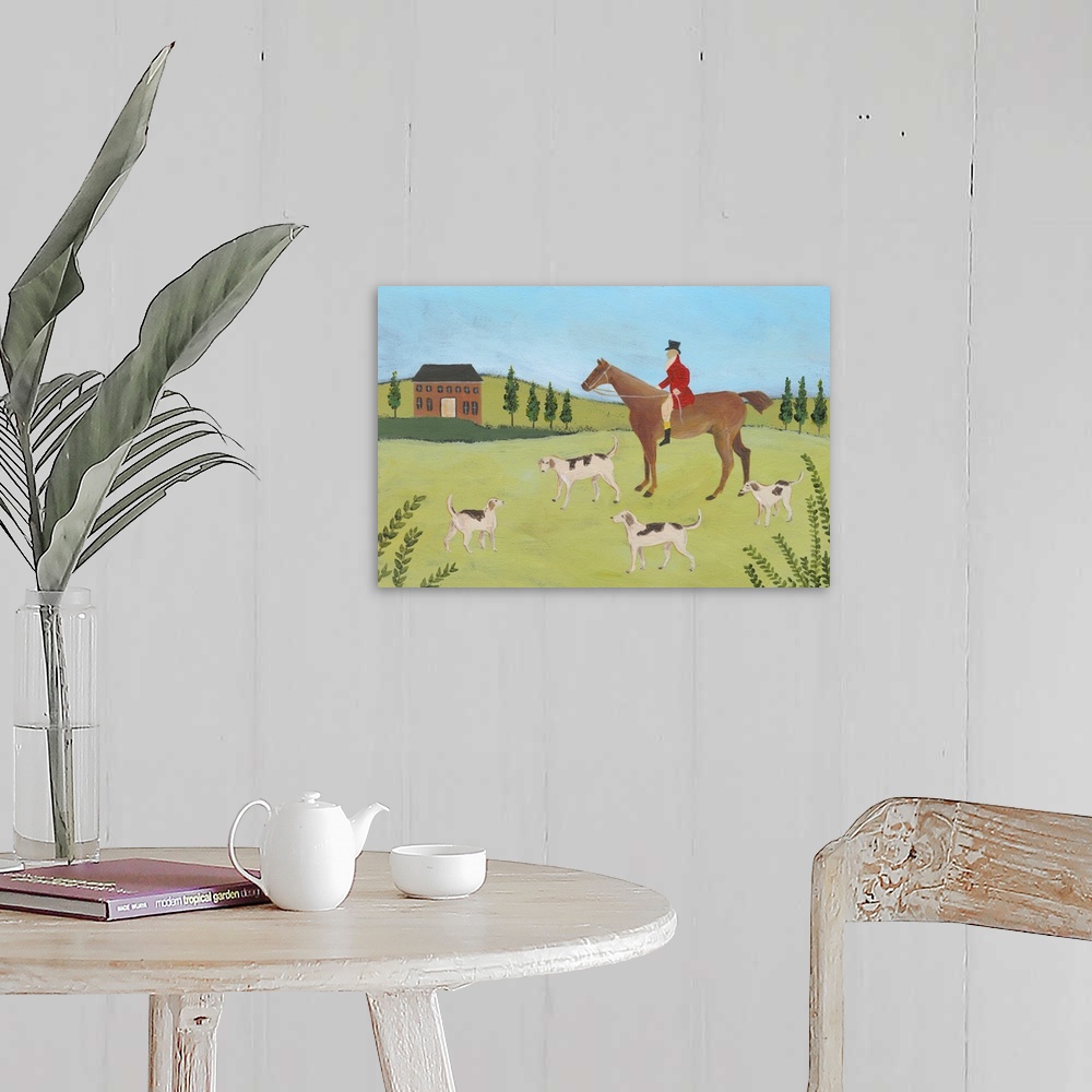 A farmhouse room featuring Folk Art Fox Hunt IV