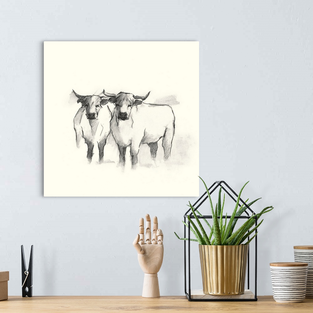 A bohemian room featuring Folksie Highland Cattle II
