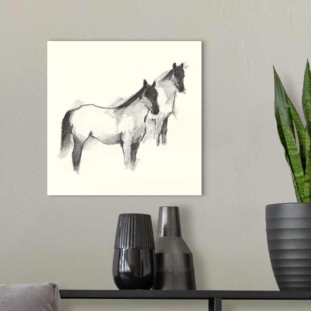 A modern room featuring Folksie Horses I