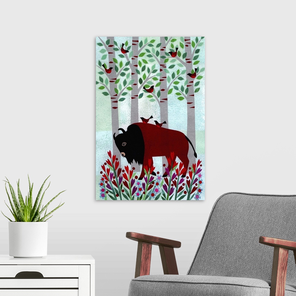 A modern room featuring Forest Creatures VI