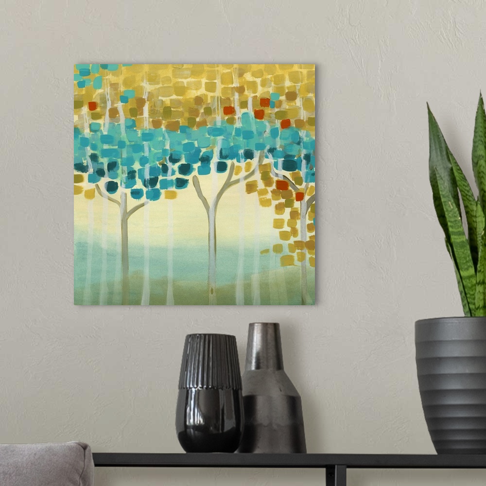 A modern room featuring Forest Mosaic II