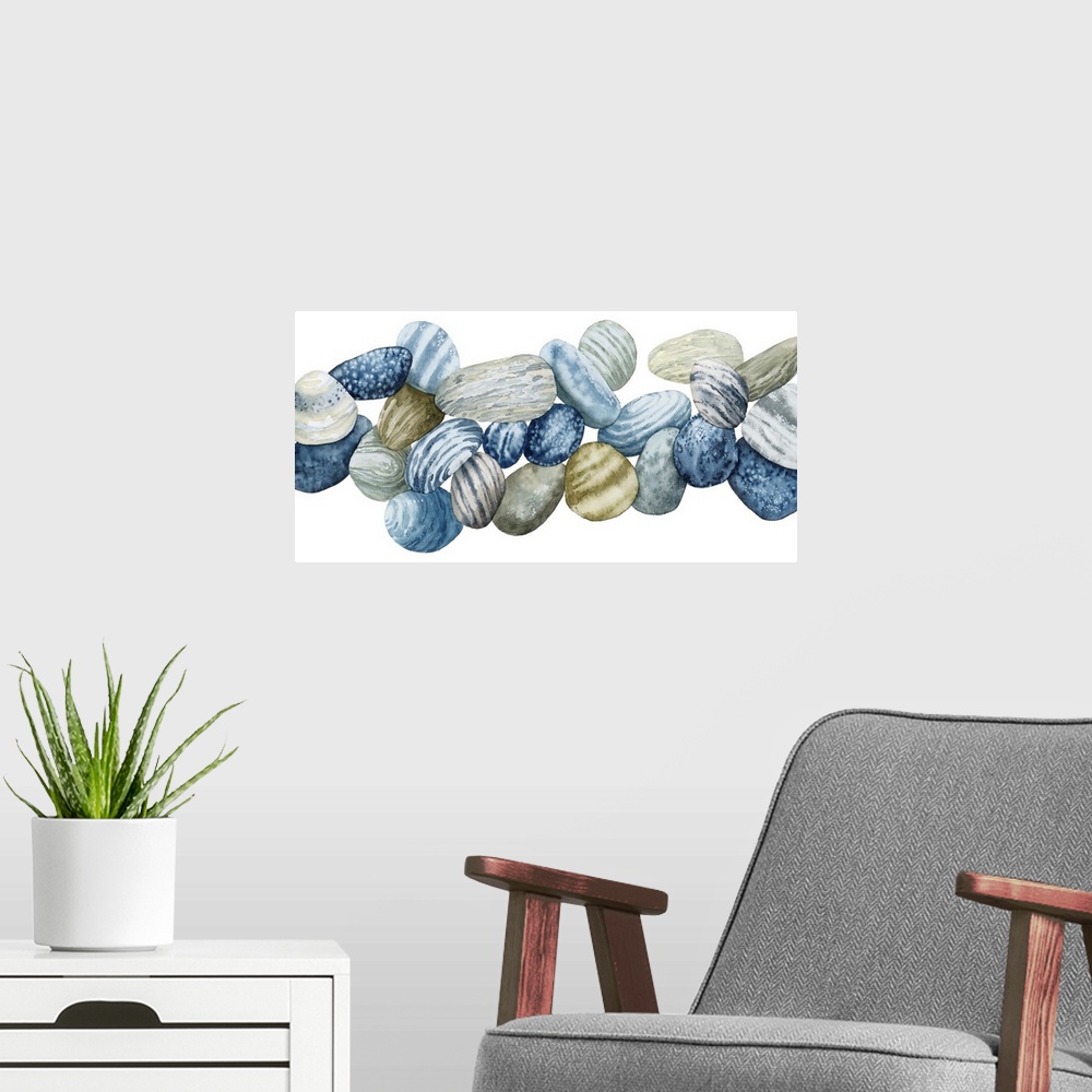 A modern room featuring Found Pebbles III
