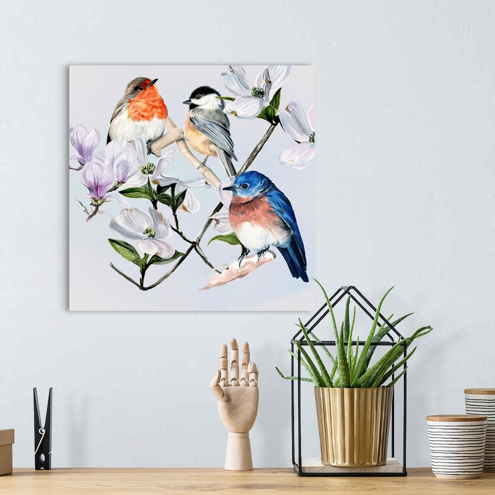 A bohemian room featuring Four Little Birds I