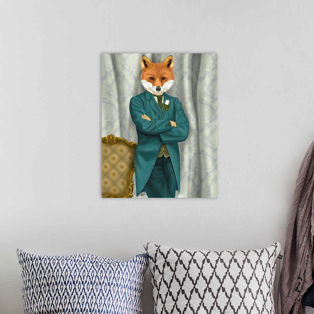 A bohemian room featuring Fox Victorian Gentleman Portrait