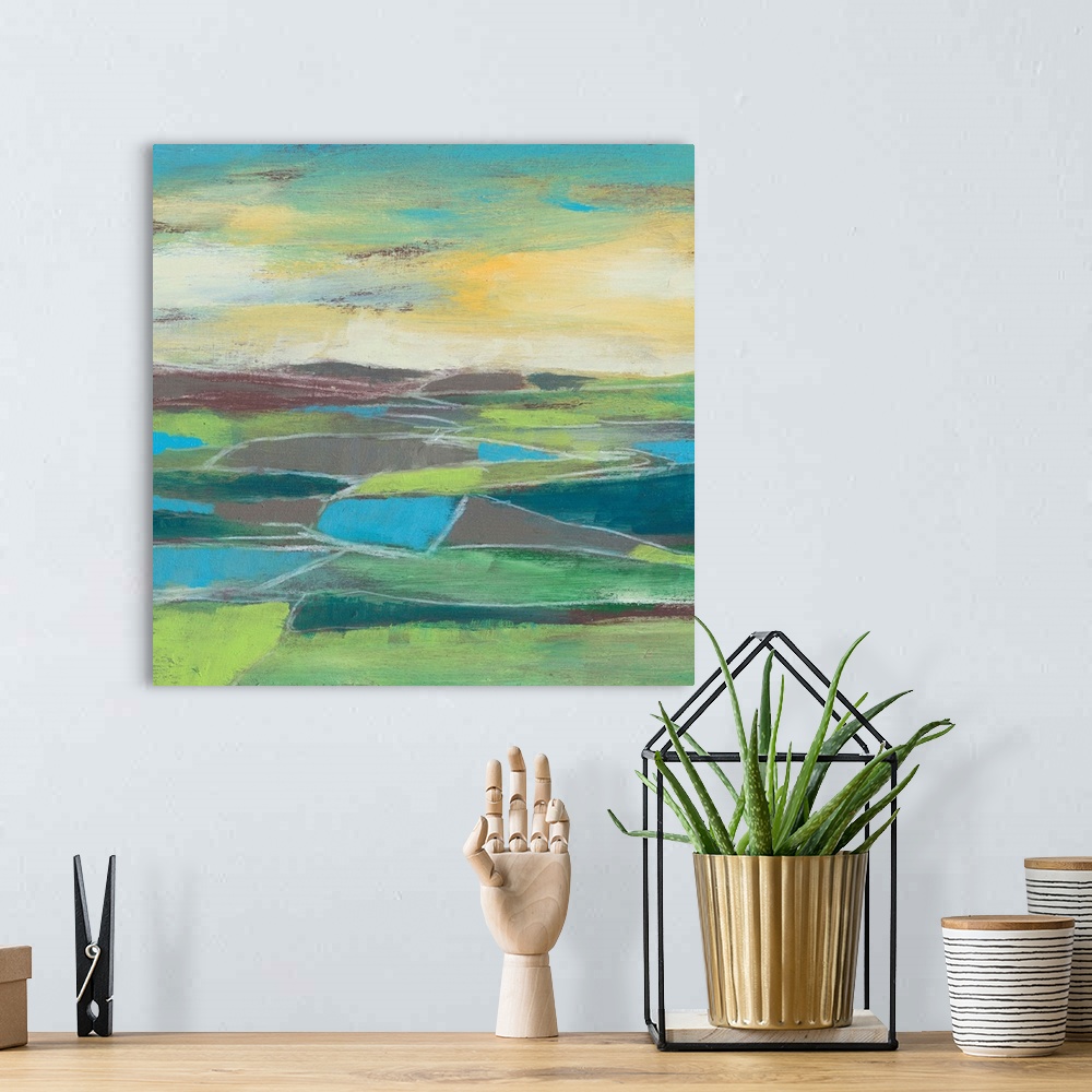 A bohemian room featuring Fragmented Field II