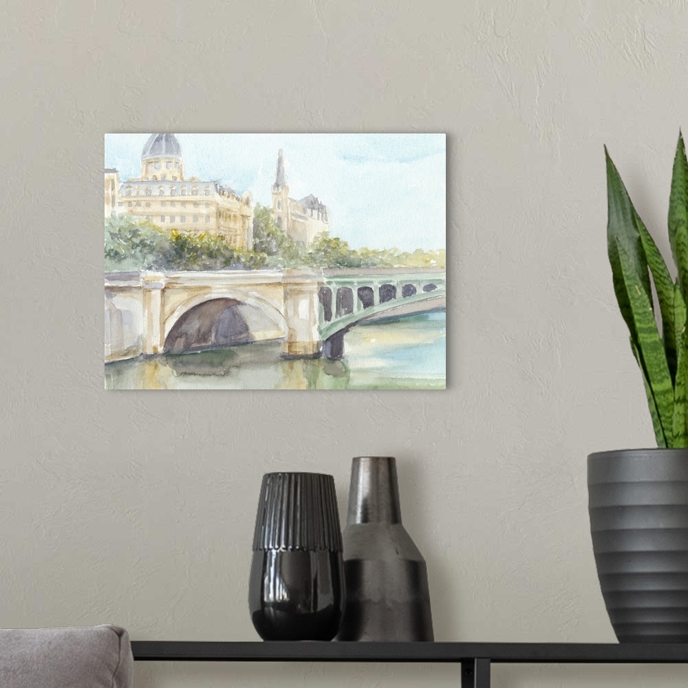 A modern room featuring French Bridge Study IV