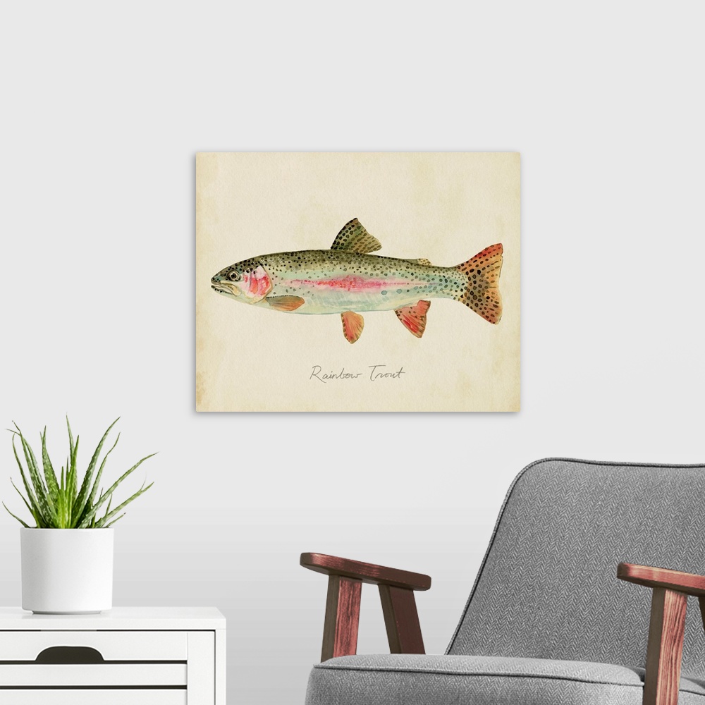 A modern room featuring Freshwater Fish Study II