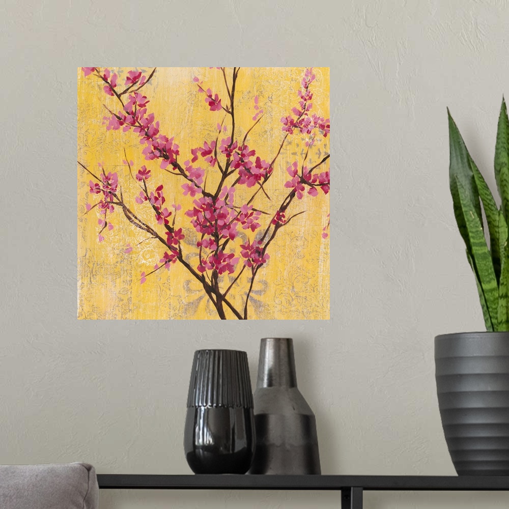 A modern room featuring Fuchsia Blossoms I