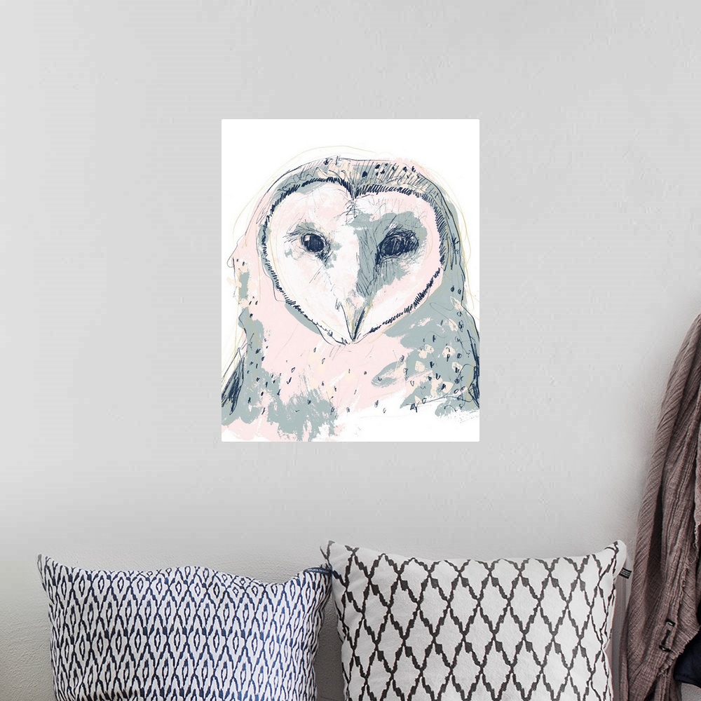 A bohemian room featuring Funky Owl Portrait I