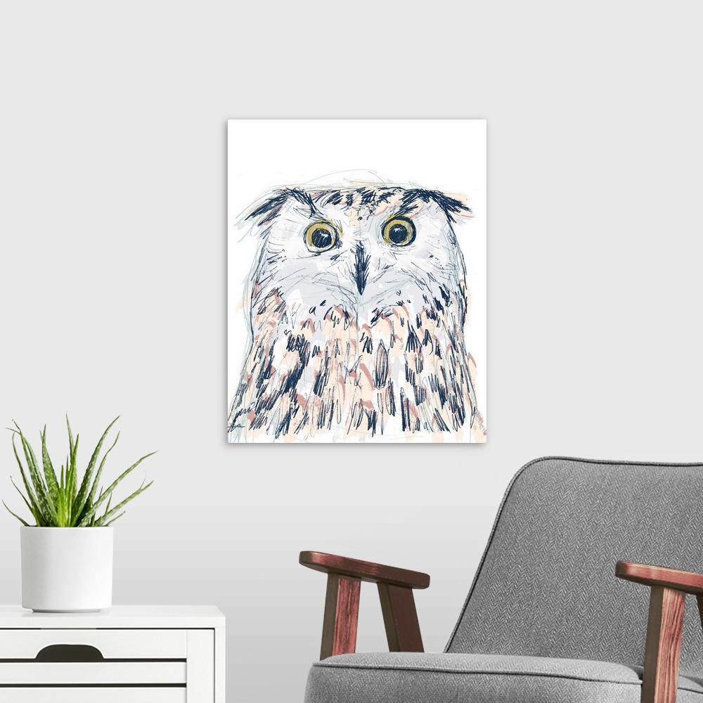 A modern room featuring Funky Owl Portrait II