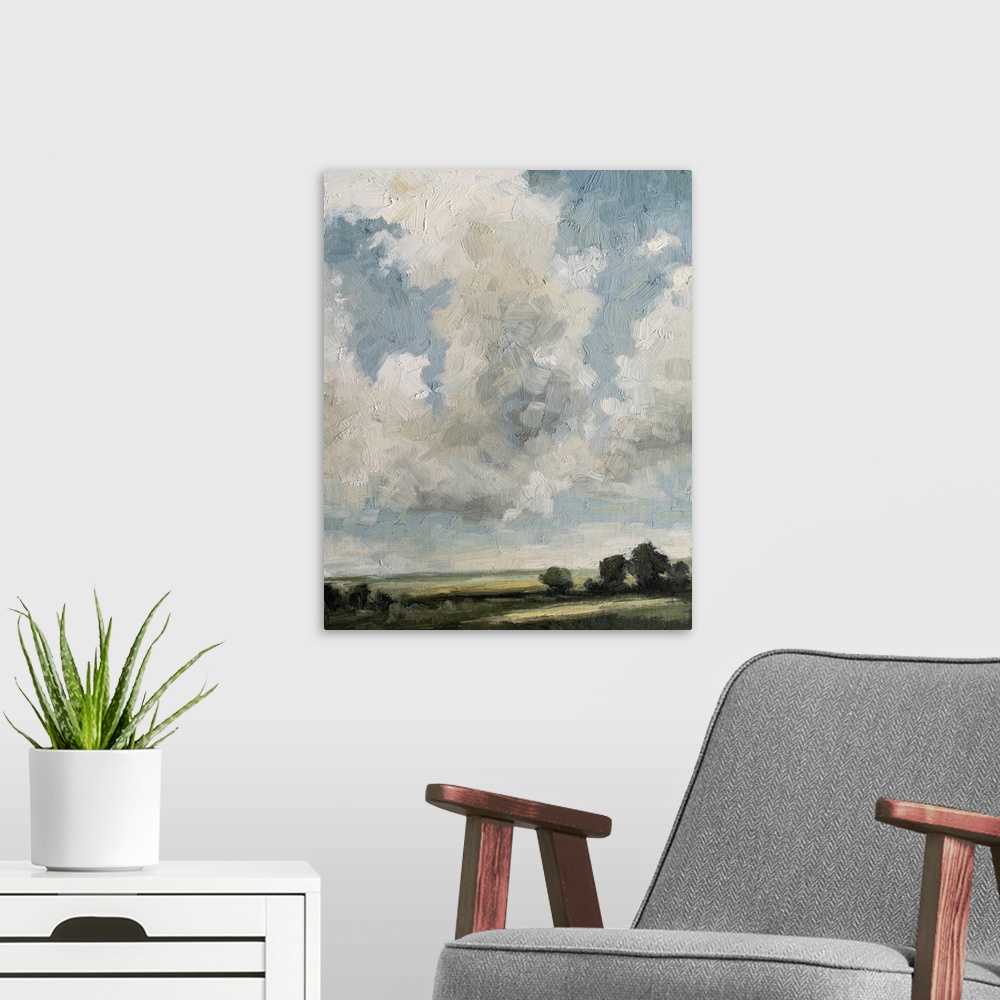 A modern room featuring Gathering Clouds