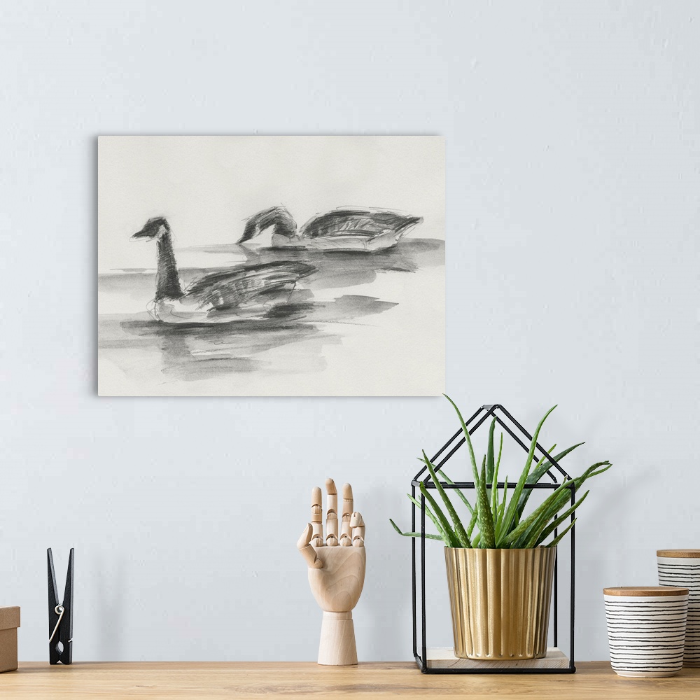 A bohemian room featuring Geese Study II
