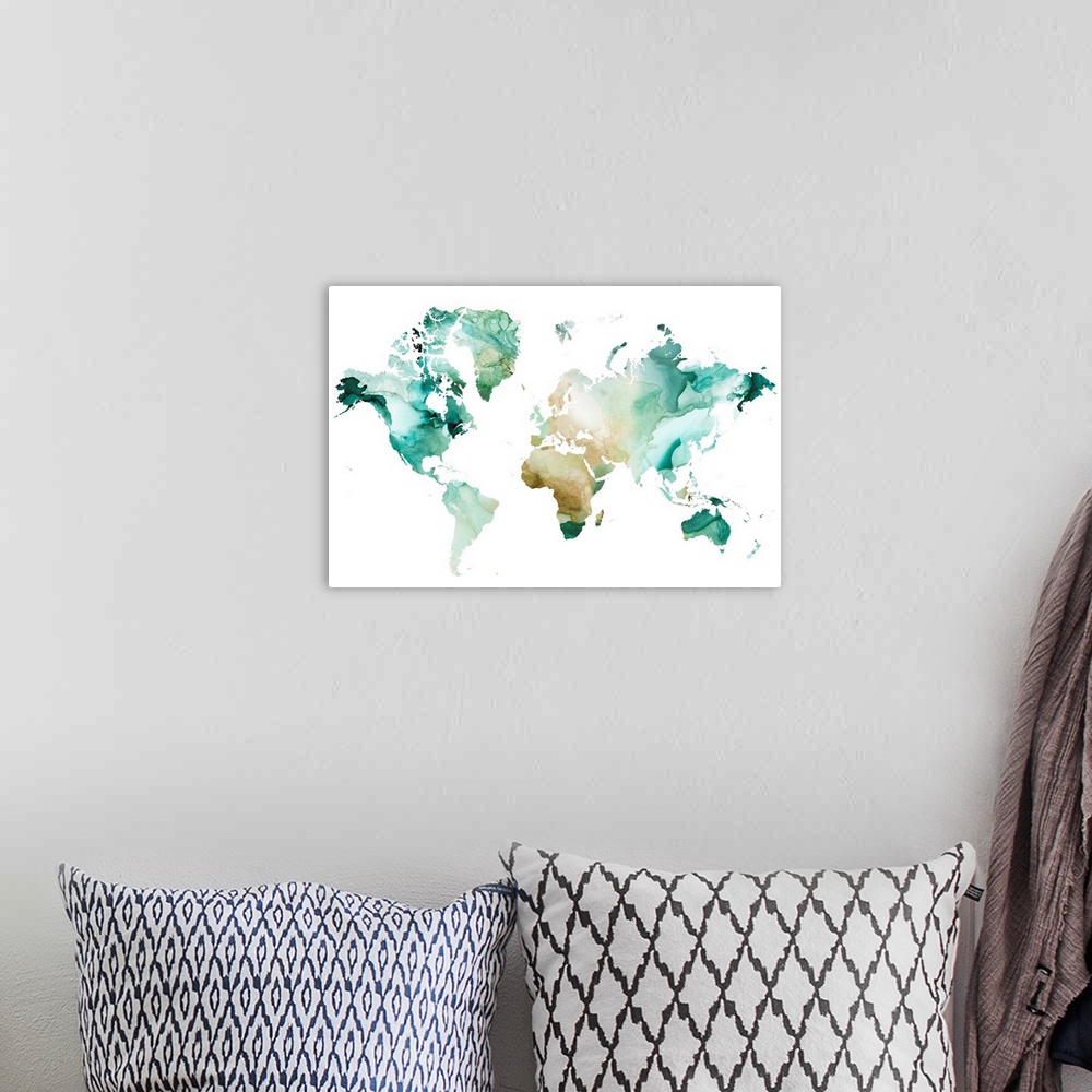 A bohemian room featuring Geode World Map I