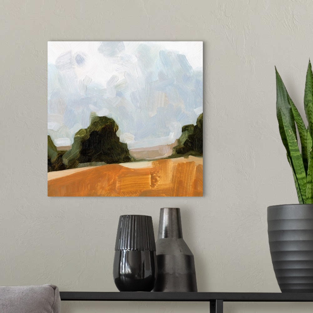 A modern room featuring Gestural Landscape Study II