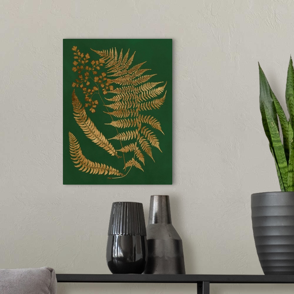 A modern room featuring Gilded Ferns I