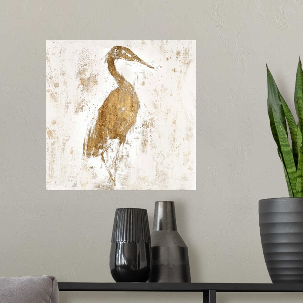 A modern room featuring Gilded Heron I