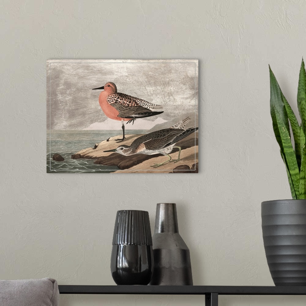 A modern room featuring Gilded Sandpipers I