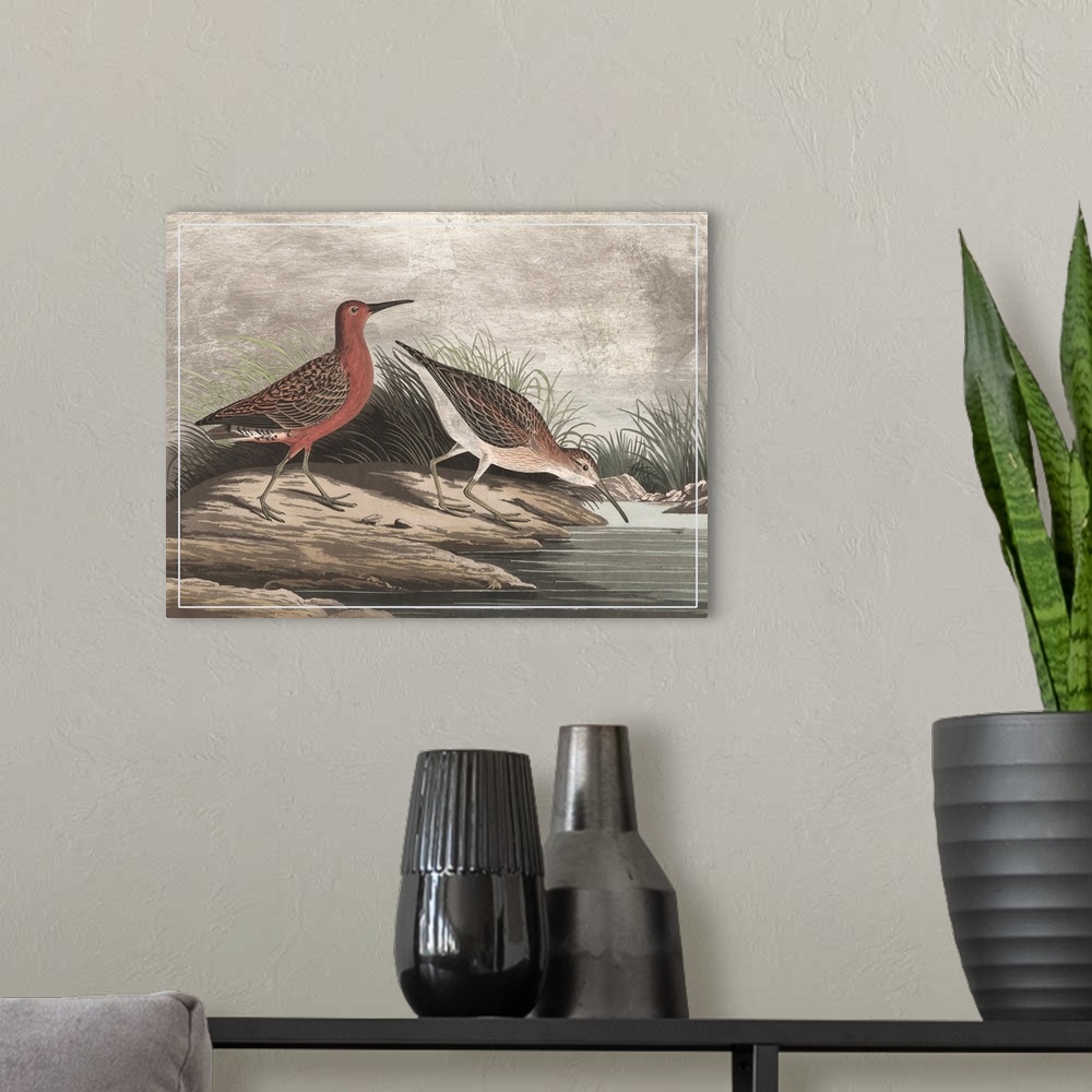 A modern room featuring Gilded Sandpipers II