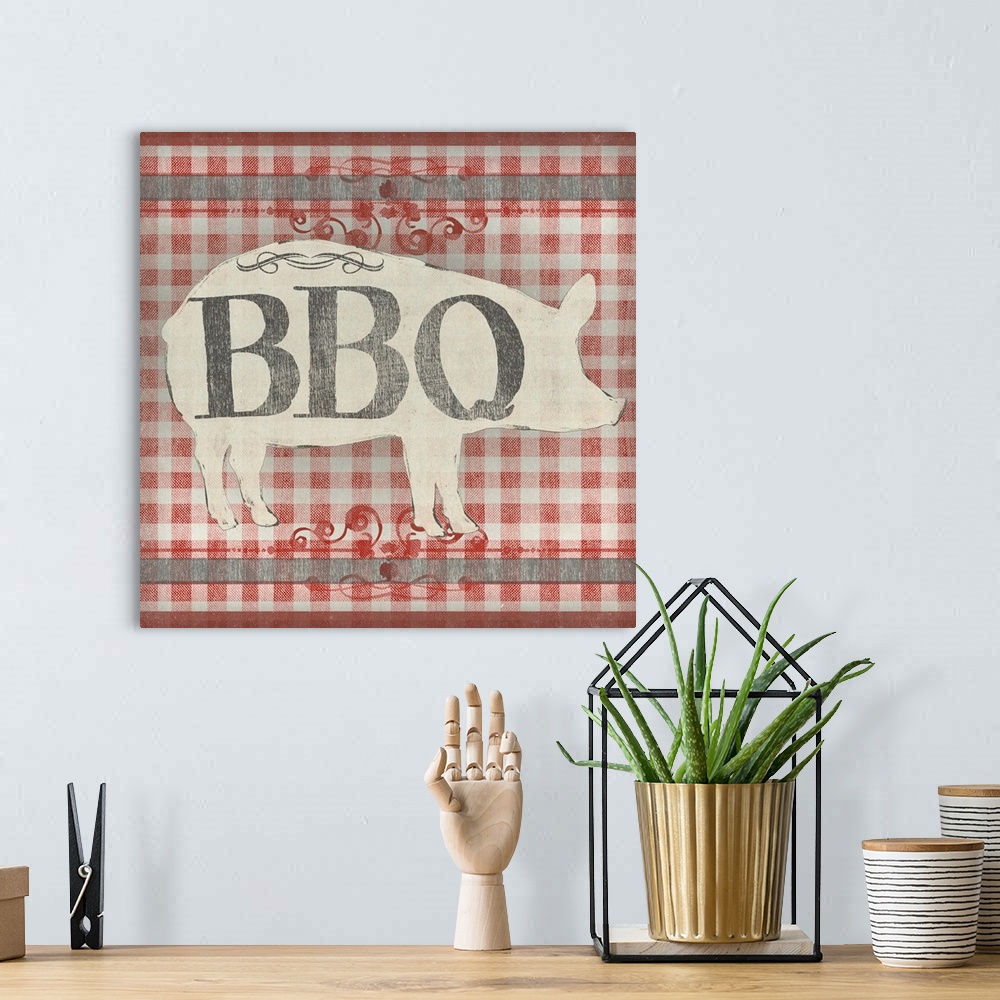 A bohemian room featuring Gingham BBQ I