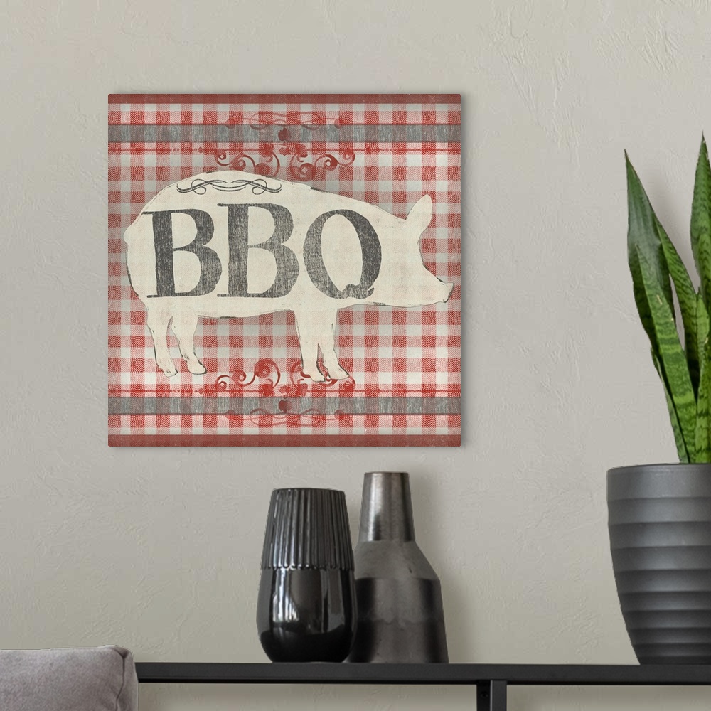 A modern room featuring Gingham BBQ I