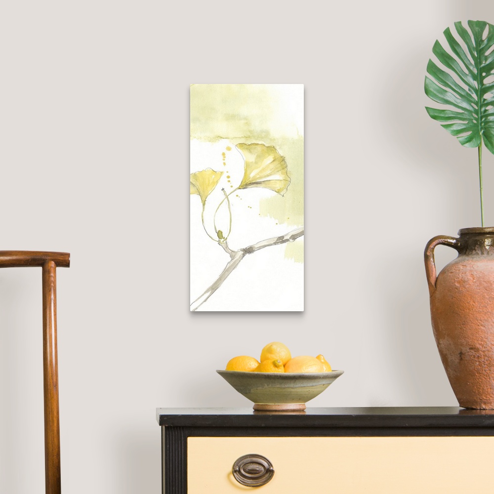 A traditional room featuring Ginkgo Triptych I