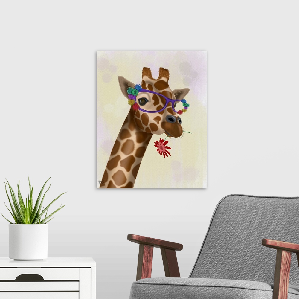 A modern room featuring Giraffe and Flower Glasses 2