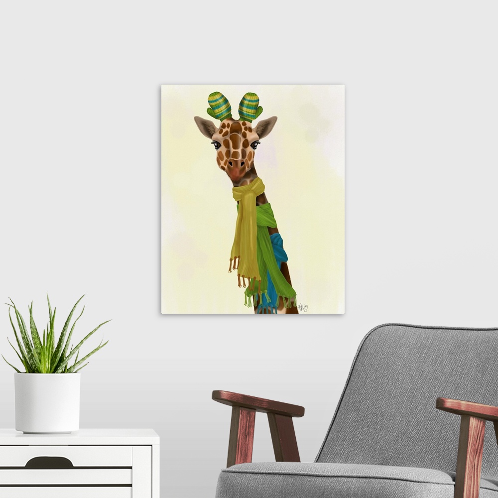 A modern room featuring Giraffe and Scarves