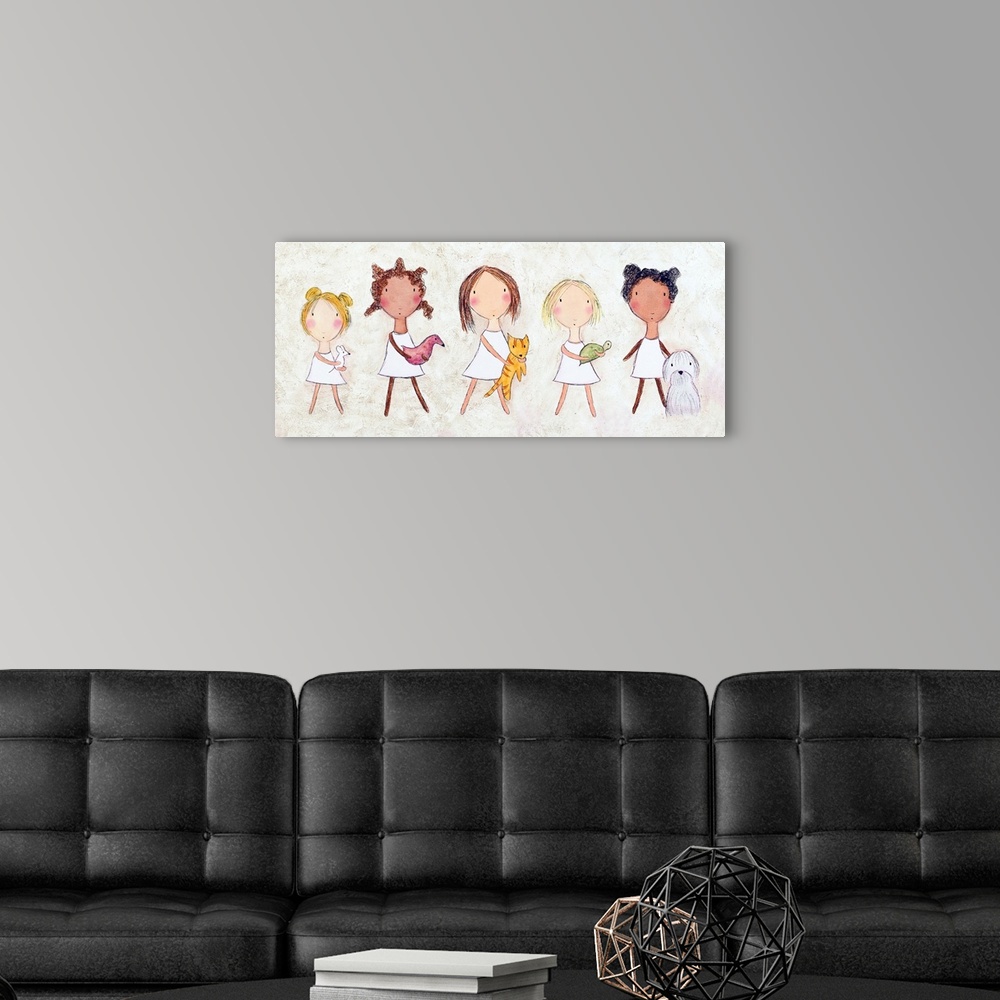 A modern room featuring Girls with Pets